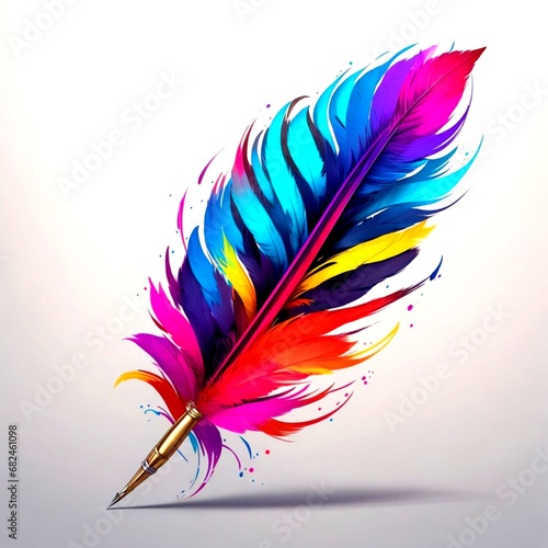 colorful quill feather pen
