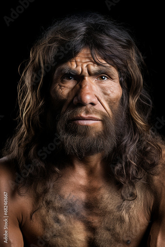 Portrait of a Neanderthal, primitive man. © serperm73