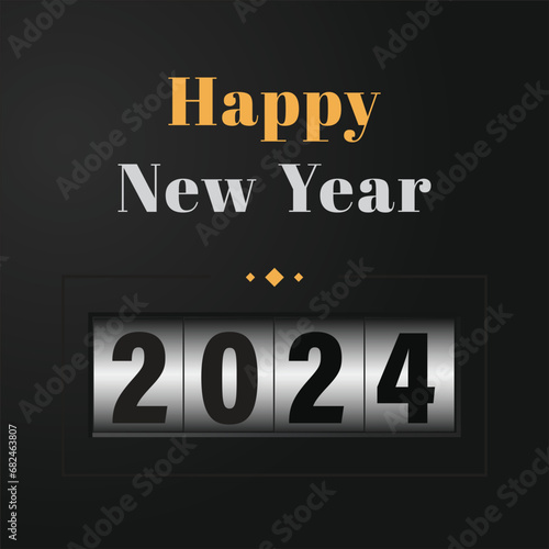 Happy new year 2024 jackpot machine typography. Fuel filling machine dial. Casino slot machine.