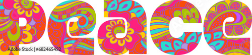 Peace creative doodle vector text