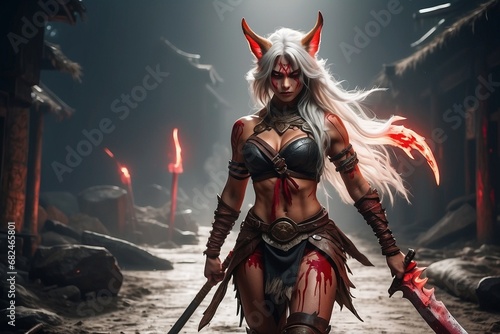 Wolfen Warrior: Fantasy of a She-Wolf with Sword in Hand