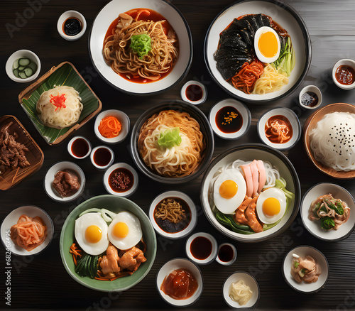 Korean Culinary Harmony: A Palette of Flavorful Delights. generative AI