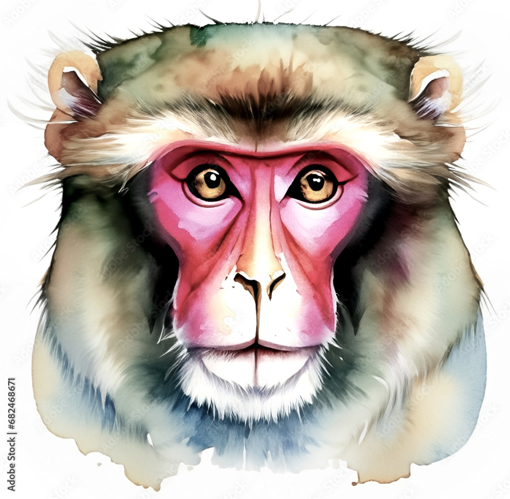 Małpa makak ilustracja - obrazy, fototapety, plakaty 