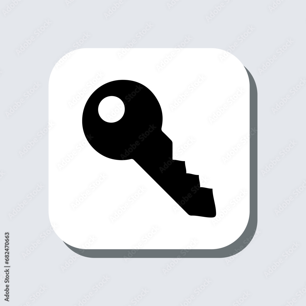Key icon vector. Key sign symbol in trendy flat style. Key vector icon illustration in square isolated on gray background Key icon vector. Key sign symbol in trendy flat style. Key vector icon illustration in square isolated on gray background