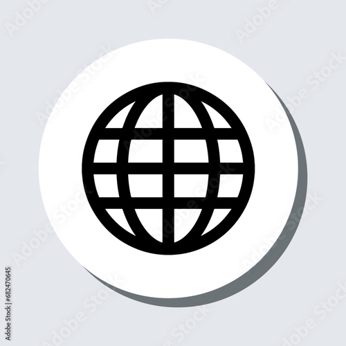 Internet icon vector. Website sign symbol in trendy flat style. Internet vector icon illustration in circle isolated on gray background