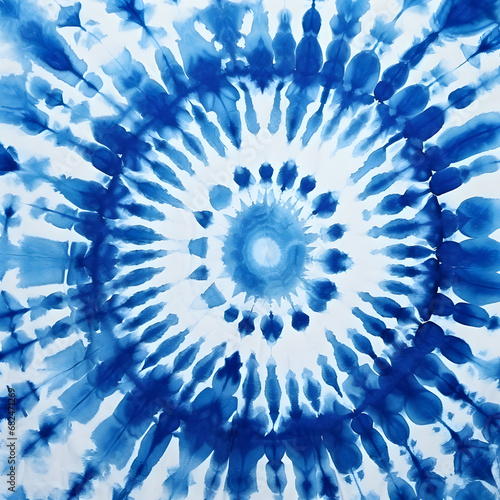 indigo tie dye pattern on cotton fabric abstract background. tie dye abstract blue background from nature. Indigo Blue Shibori Tie dye fabric texture pattern. White and Blue colors