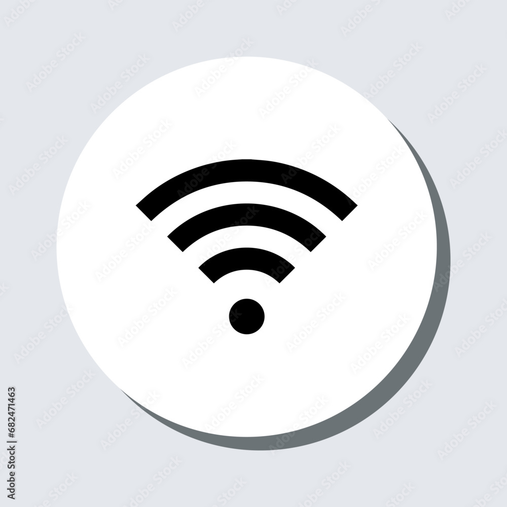 Wi Fi icon vector. Wireless sign symbol in trendy flat style. Wifi vector icon illustration in circle isolated on gray background Wi Fi icon vector. Wireless sign symbol in trendy flat style. Wifi vector icon illustration in circle isolated on gray background
