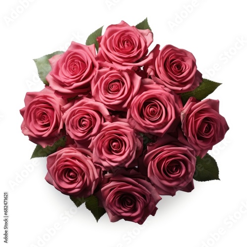 A bouquet of pink roses on a white background