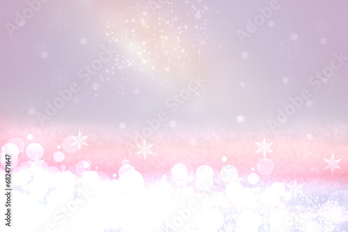 Fototapeta Naklejka Na Ścianę i Meble -  Abstract blurred festive delicate winter christmas or Happy New Year background with shiny blue pink and white bokeh lighted stars. Space for your design. Card concept.