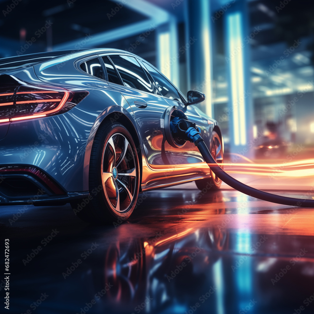 AI creates images, modern technology Charging clean electric energy batteries for use in cars AI creates images, modern technology Charging clean electric energy batteries for use in cars