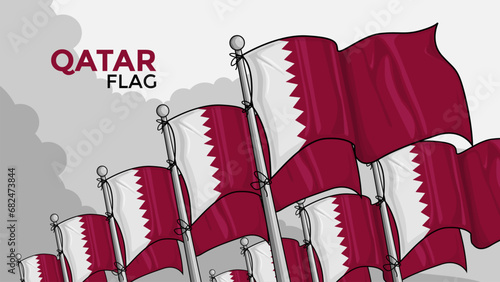 illustration of qatar flag with hand draw style.