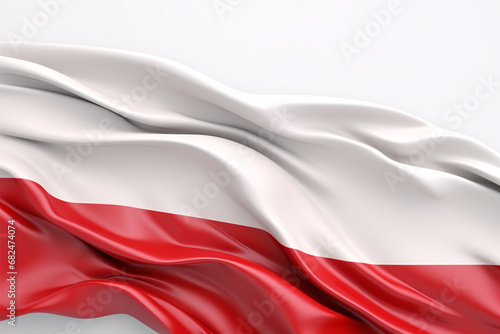 A 3-dimensional illustration of the Polish flag, framed, isolated on a white background,providing space for additional text.