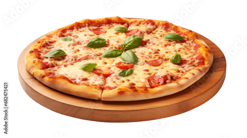 Pizza Margherita with Tomato and Basil Isolated on a Transparent Background