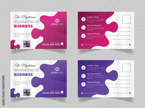 Modern and simple postcard design template. Corporate postcard design. Corporate Business Postcard Template Design, Business Postcard Layout