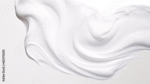 Isolated white mousse cleanser, in the form of shaving foam, on a plain backdrop.