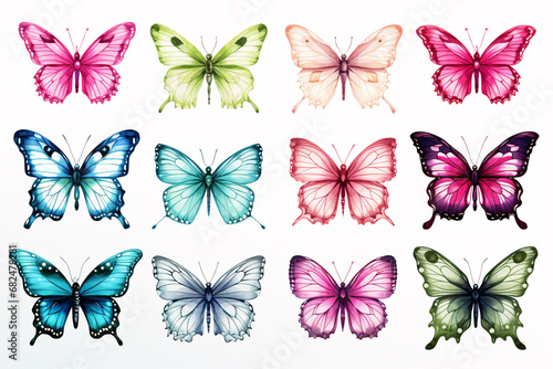 A colorful illustration of butterflies for postcard, invitation and design purposes. © ckybe