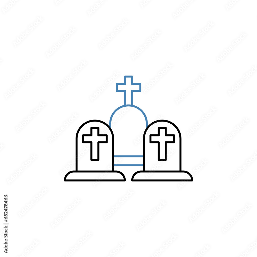 CEMETERY concept line icon. Simple element illustration. CEMETERY concept outline symbol design. CEMETERY concept line icon. Simple element illustration. CEMETERY concept outline symbol design.
