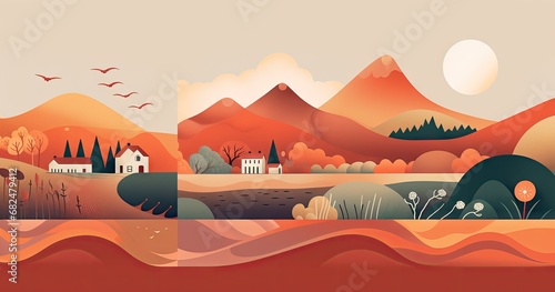 landscape illustrations concept poster Generative AI