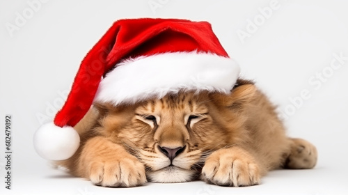 lion in santa claus costume © Poprock3d
