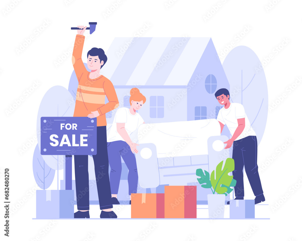 People announce the house for sale People announce the house for sale
