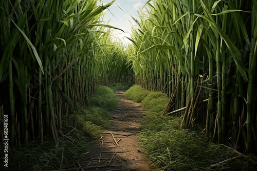 Sugar cane stalks on a sugar cane plantation