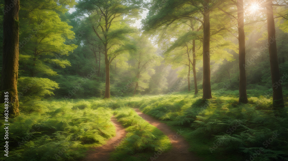 Morning in the Forest in Anime Style Morning in the Forest in Anime Style