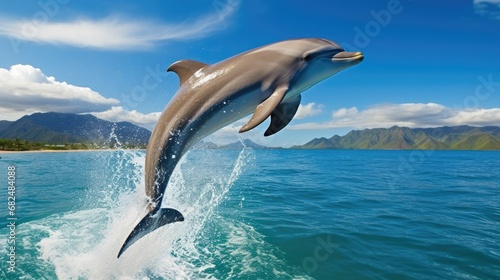 A playful dolphin pod in the ocean © MAY