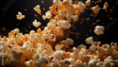 Popcorn Showers: A Flurry of Delicious Yellow and White Kernels Filling the Air