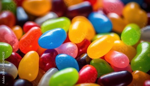 A Sweet Rainbow Mosaic: A Pile of Colorful Jelly Beans Forming a Tasty Treat
