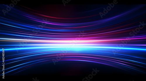 Technology concept art of colorful neon gradient lines symbolize high speed of big data streams