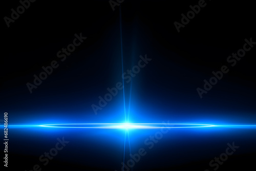 Minimalist technology background with vivid blue light at the center like a flash