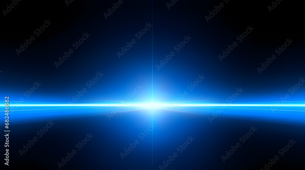 Minimalist technology background with vivid blue light at the center like a flash