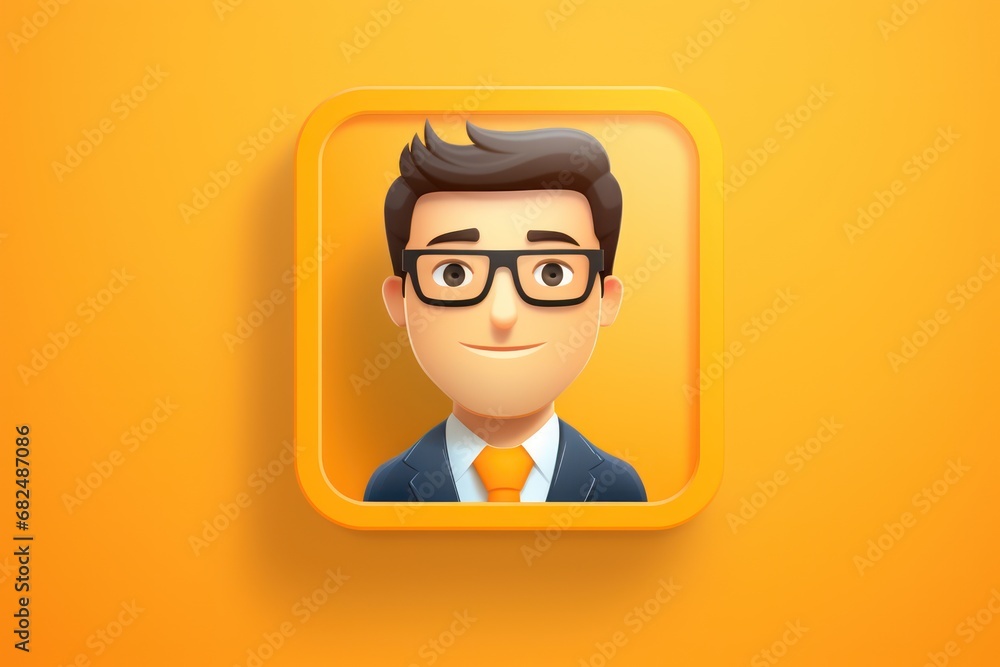 Square icon for applications or avatar. Cute person concept. Idea for design and presentations