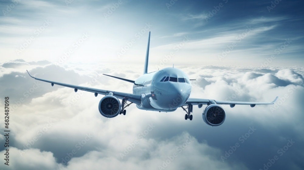 Obraz premium commercial airplane flying through the clouds