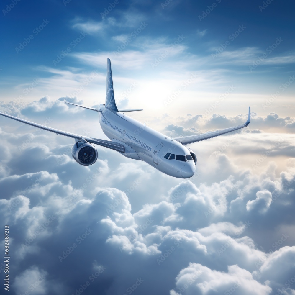 Fototapeta premium commercial airplane flying through the clouds