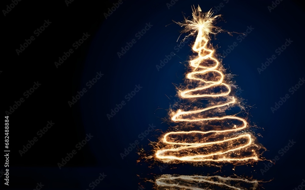 Magic Christmas Tree - Shiny Golden Light Shiny Christmas Tree In The Night, Glittering Effect, beautiful magical spiral tree Magic Christmas Tree - Shiny Golden Light Shiny Christmas Tree In The Night, Glittering Effect, beautiful magical spiral tree