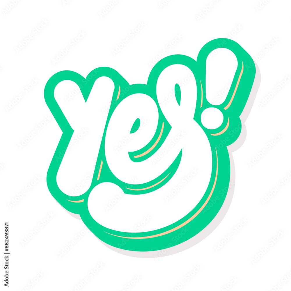 Yes word. Vector handwritten lettering. Yes word. Vector handwritten lettering.