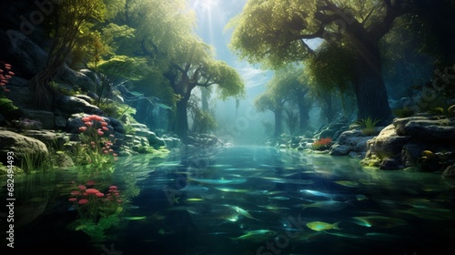 an image of a pristine lake with a lush underwater garden