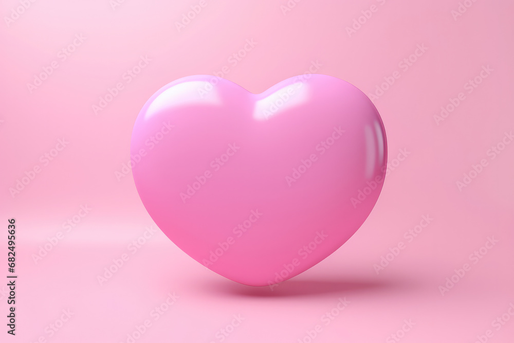 Pink heart on pastel pink background
