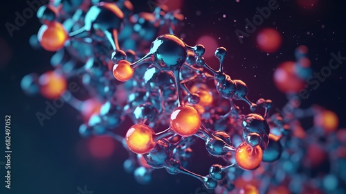 Texture of an atomic biological molecule. structure molecule background. Molecular DNA multicolored colorful colors photo