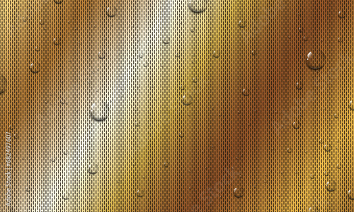 Abstract gold metal plate background with waterdrop.