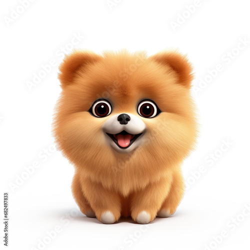 Cute Cartoon Pomeranian Dog...