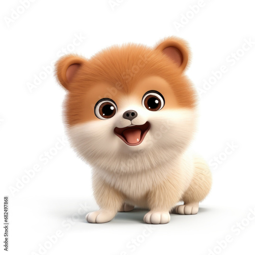Cute Cartoon Pomeranian Dog...