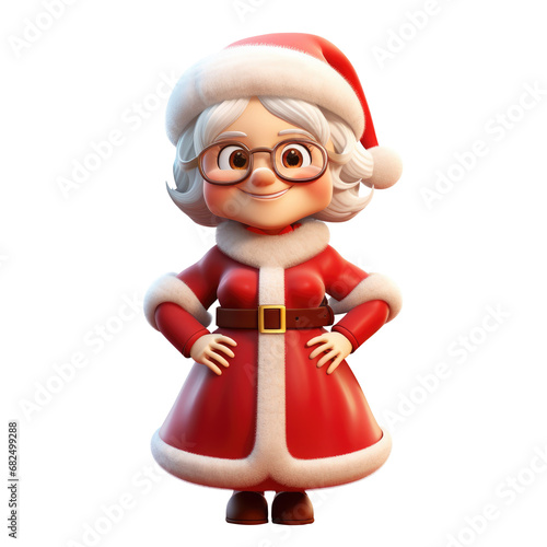 female Santa Claus cartoon isolated.