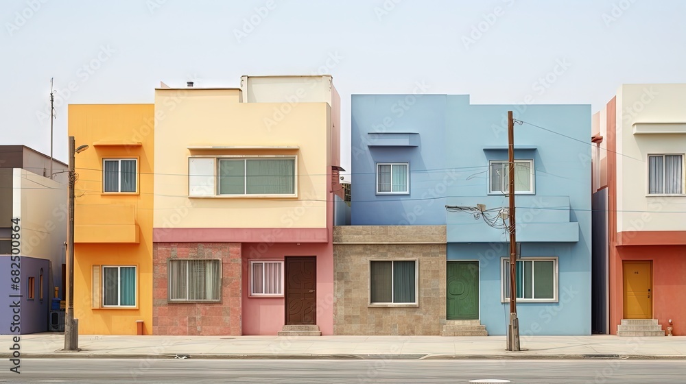 suburban home exterior Facades of Peruvian Houses in Lima, Peru - obrazy, fototapety, plakaty 