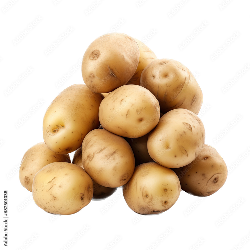 a pile of potatoes in a side view in an isolated and transparent PNG in a garden Vegetabel-themed, photorealistic illustration. Generative ai a pile of potatoes in a side view in an isolated and transparent PNG in a garden Vegetabel-themed, photorealistic illustration. Generative ai