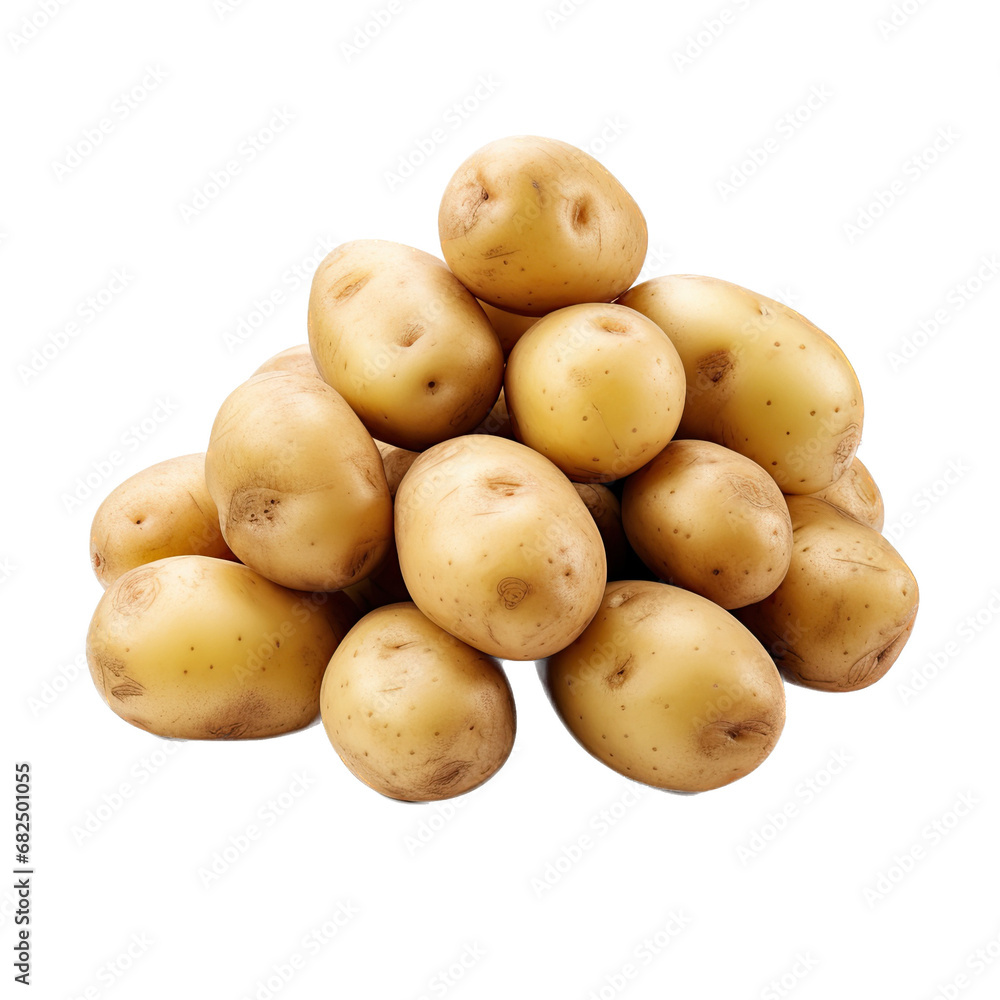 a pile of potatoes in a side view in an isolated and transparent PNG in a garden Vegetabel-themed, photorealistic illustration. Generative ai a pile of potatoes in a side view in an isolated and transparent PNG in a garden Vegetabel-themed, photorealistic illustration. Generative ai