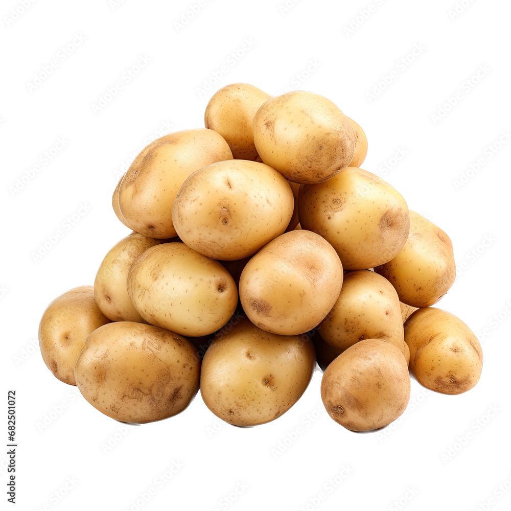 a pile of potatoes in a side view in an isolated and transparent PNG in a garden Vegetabel-themed, photorealistic illustration. Generative ai a pile of potatoes in a side view in an isolated and transparent PNG in a garden Vegetabel-themed, photorealistic illustration. Generative ai