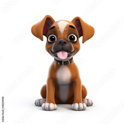 Cute Cartoon Boxer Dog Isol...