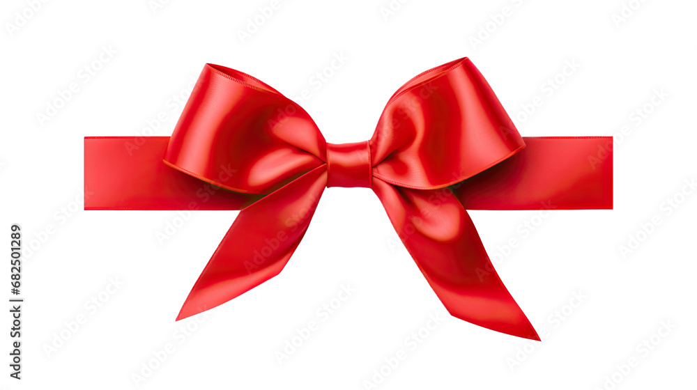 a Red ribbon and bow, top view in an isolated and transparent PNG in a Gift-themed, photorealistic illustration. Generative ai a Red ribbon and bow, top view in an isolated and transparent PNG in a Gift-themed, photorealistic illustration. Generative ai